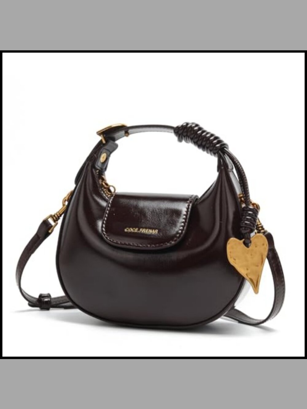PU Leather Crossbody Bag Crescent Satchel Adjustable Strap Top Handle